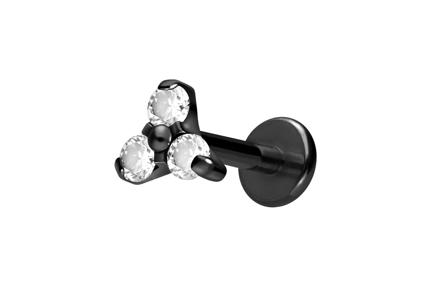 Titan Labret Piercing mit Innengewinde KRISTALLBLUME